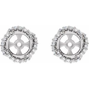 Ladies Natural Diamond Halo-Style Earring Jackets — Sterling Silver