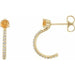 Ladies Natural Citrine Natural Diamond J-Hoop Earrings (I1, G-H) — 14K Yellow Gold