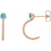 Ladies Natural Blue Zircon Natural Diamond J-Hoop Earrings (I1, G-H) — 14K Rose Gold