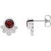 Ladies Natural Mozambique Garnet Natural Diamond Earrings — Sterling Silver
