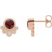 Ladies Natural Mozambique Garnet Natural Diamond Earrings — 14K Rose Gold