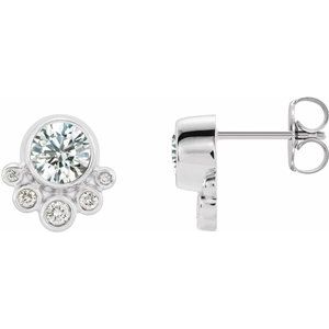 Ladies Natural Diamond Earrings — Sterling Silver