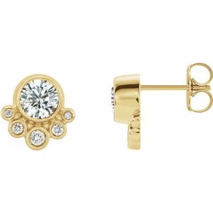 Ladies Natural Diamond Earrings — 14K Yellow Gold