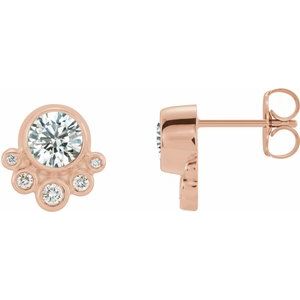 Ladies Natural Diamond Earrings — 14K Rose Gold
