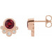 Ladies Natural Ruby Natural Diamond Earrings — 14K Rose Gold