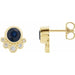 Ladies Natural Blue Sapphire Natural Diamond Earrings — 14K Yellow Gold