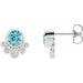 Ladies Natural Blue Zircon Natural Diamond Earrings — Sterling Silver