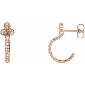 Ladies Natural Diamond Hoop Earrings (I1, G-H) — 14K Rose Gold