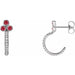 Ladies Natural Ruby Natural Diamond J-Hoop Earrings (I1, G-H) — Sterling Silver