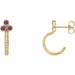 Ladies Natural Amethyst Natural Diamond J-Hoop Earrings (I1, G-H) — 14K Yellow Gold