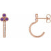 Ladies Natural Amethyst Natural Diamond J-Hoop Earrings (I1, G-H) — 14K Rose Gold