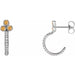 Ladies Natural Citrine Natural Diamond J-Hoop Earrings (I1, G-H) — 14K White Gold
