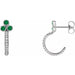 Ladies Natural Emerald Natural Diamond J-Hoop Earrings (I1, G-H) — 14K White Gold