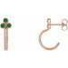Ladies Natural Emerald Natural Diamond J-Hoop Earrings (I1, G-H) — 14K Rose Gold