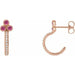 Ladies Natural Pink Tourmaline Natural Diamond J-Hoop Earrings (I1, G-H) — 14K Rose Gold