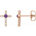 Ladies Natural Amethyst Natural Diamond Cross Earrings — 14K Rose Gold