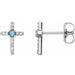 Ladies Natural Aquamarine Natural Diamond Cross Earrings — 14K White Gold