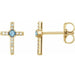 Ladies Natural Aquamarine Natural Diamond Cross Earrings — 14K Yellow Gold