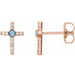 Ladies Natural Aquamarine Natural Diamond Cross Earrings — 14K Rose Gold
