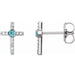 Ladies Natural Blue Zircon Natural Diamond Cross Earrings — 14K White Gold