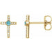 Ladies Natural Blue Zircon Natural Diamond Cross Earrings — 14K Yellow Gold