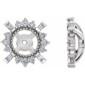 Ladies Natural Diamond Halo-Style Earring Jackets with 4.9 mm ID — Sterling Silver
