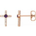 Ladies Natural Alexandrite Natural Diamond Cross Earrings — 14K Rose Gold