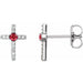 Ladies Natural Ruby Natural Diamond Cross Earrings — Sterling Silver