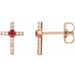 Ladies Natural Ruby Natural Diamond Cross Earrings — 14K Rose Gold