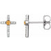Ladies Natural Citrine Natural Diamond Cross Earrings — Sterling Silver