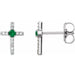 Ladies Natural Emerald Natural Diamond Cross Earrings — Sterling Silver