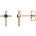 Ladies Natural Emerald Natural Diamond Cross Earrings — 14K Rose Gold