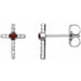 Ladies Natural Mozambique Garnet Natural Diamond Cross Earrings — Sterling Silver