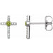 Ladies Natural Peridot Natural Diamond Cross Earrings — Sterling Silver