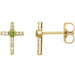 Ladies Natural Peridot Natural Diamond Cross Earrings — 14K Yellow Gold