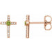 Ladies Natural Peridot Natural Diamond Cross Earrings — 14K Rose Gold