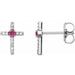 Ladies Natural Pink Tourmaline Natural Diamond Cross Earrings — Sterling Silver