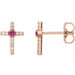 Ladies Natural Pink Tourmaline Natural Diamond Cross Earrings — 14K Rose Gold