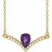 Ladies Natural Natural Amethyst Natural Diamond Necklace (I1, G-H) — 14K Yellow Gold