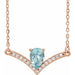 Ladies Natural Aquamarine Natural Diamond Necklace (I1, G-H) — 14K Rose Gold