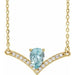 Ladies Natural Aquamarine Natural Diamond Necklace (I1, G-H) — 14K Yellow Gold