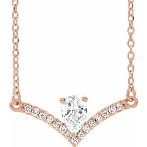 Ladies Natural Diamond Necklace (I1, G-H) — 14K Rose Gold