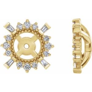 Ladies Natural Diamond Halo-Style Earring Jackets with 4.9 mm ID — 14K Yellow Gold