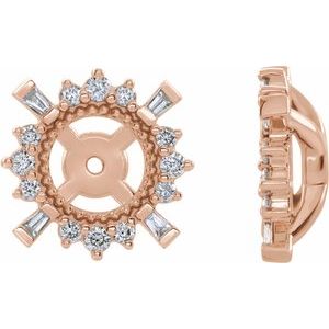 Ladies Natural Diamond Halo-Style Earring Jackets with 4.9 mm ID — 14K Rose Gold