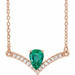Ladies Natural Emerald Natural Diamond Necklace (I1, G-H) — 14K Rose Gold