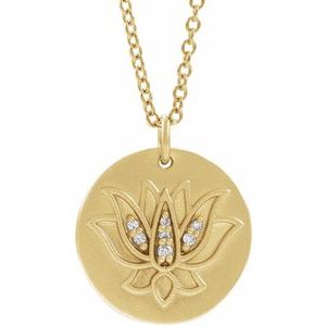 Ladies Natural Diamond Lotus Necklace (I1, G-H) — 14K Yellow Gold
