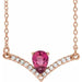 Ladies Natural Pink Tourmaline Natural Diamond Necklace (I1, G-H) — 14K Rose Gold