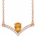 Ladies Natural Citrine Natural Diamond Necklace (I1, G-H) — 14K Rose Gold