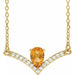 Ladies Natural Citrine Natural Diamond Necklace (I1, G-H) — 14K Yellow Gold