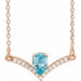 Ladies Natural Blue Zircon Natural Diamond Necklace (I1, G-H) — 14K Rose Gold